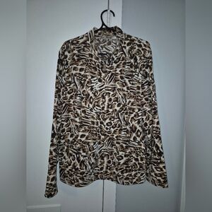 Zenergy By Chico's Size 2 (Large) Animal Print Long Sleeve Utility Jacket